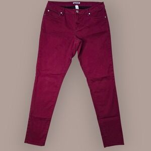 Express Mid Rise Skinny Jeans Women's Sz 12 Burgundy Wine Stretch‎ Denim
